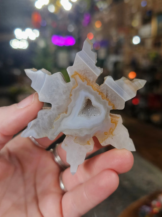 Druzy Agate Snowflake Carving