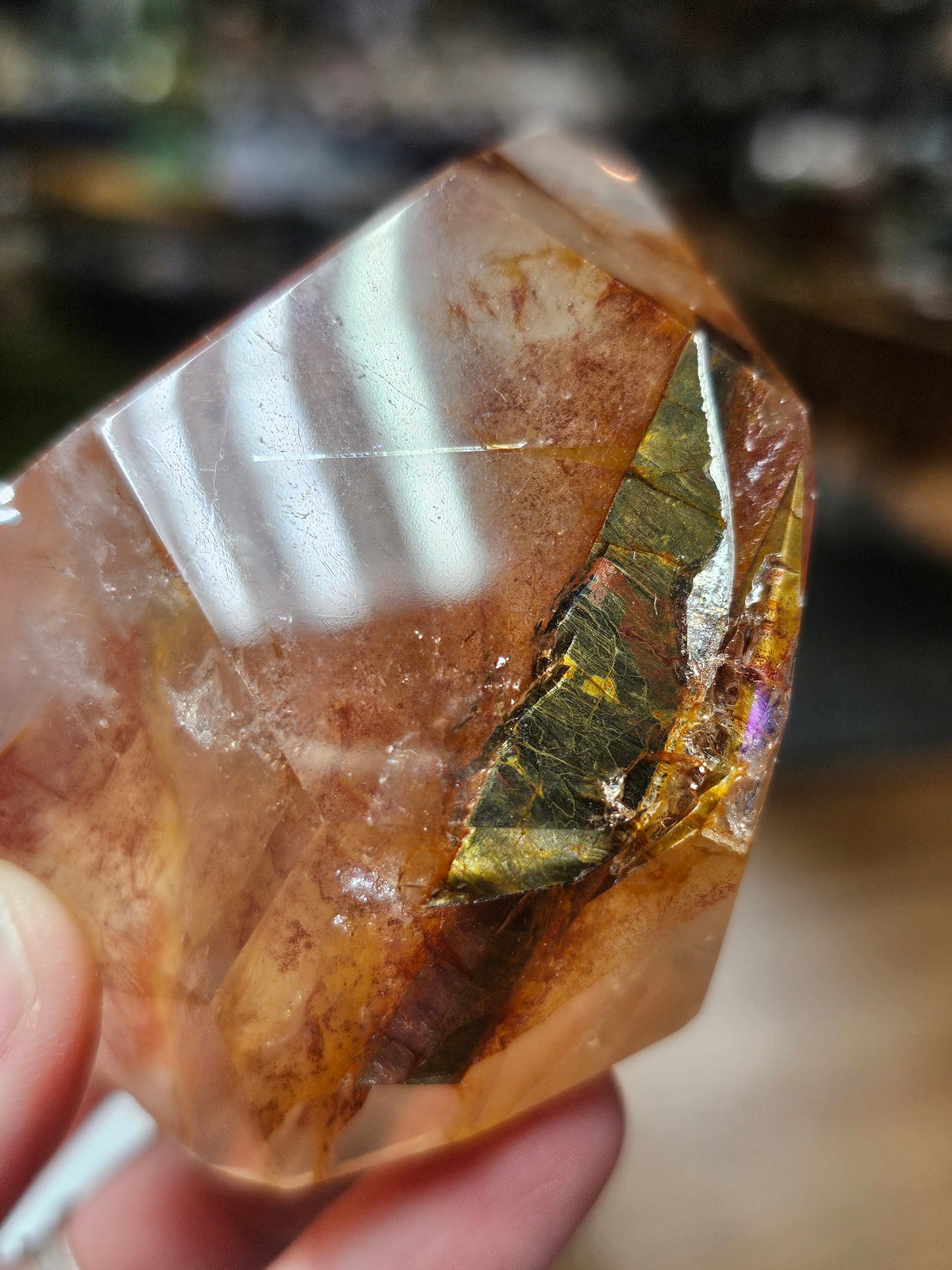 Fire Quartz Freeform With Epidote inclusion