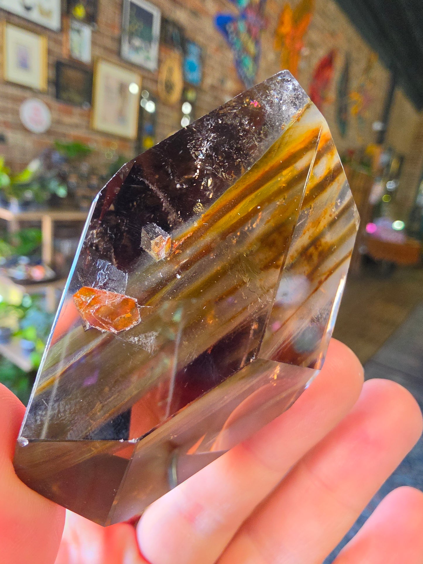 Amphibole in Smoky Quartz