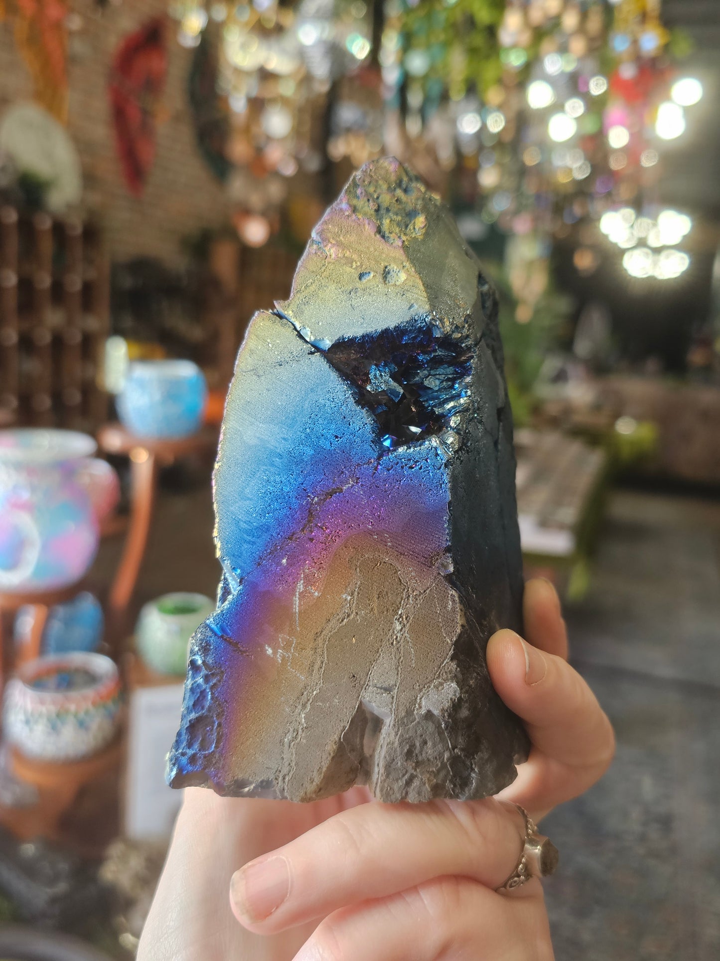 Treated Aura Quartz Cluster Freeform