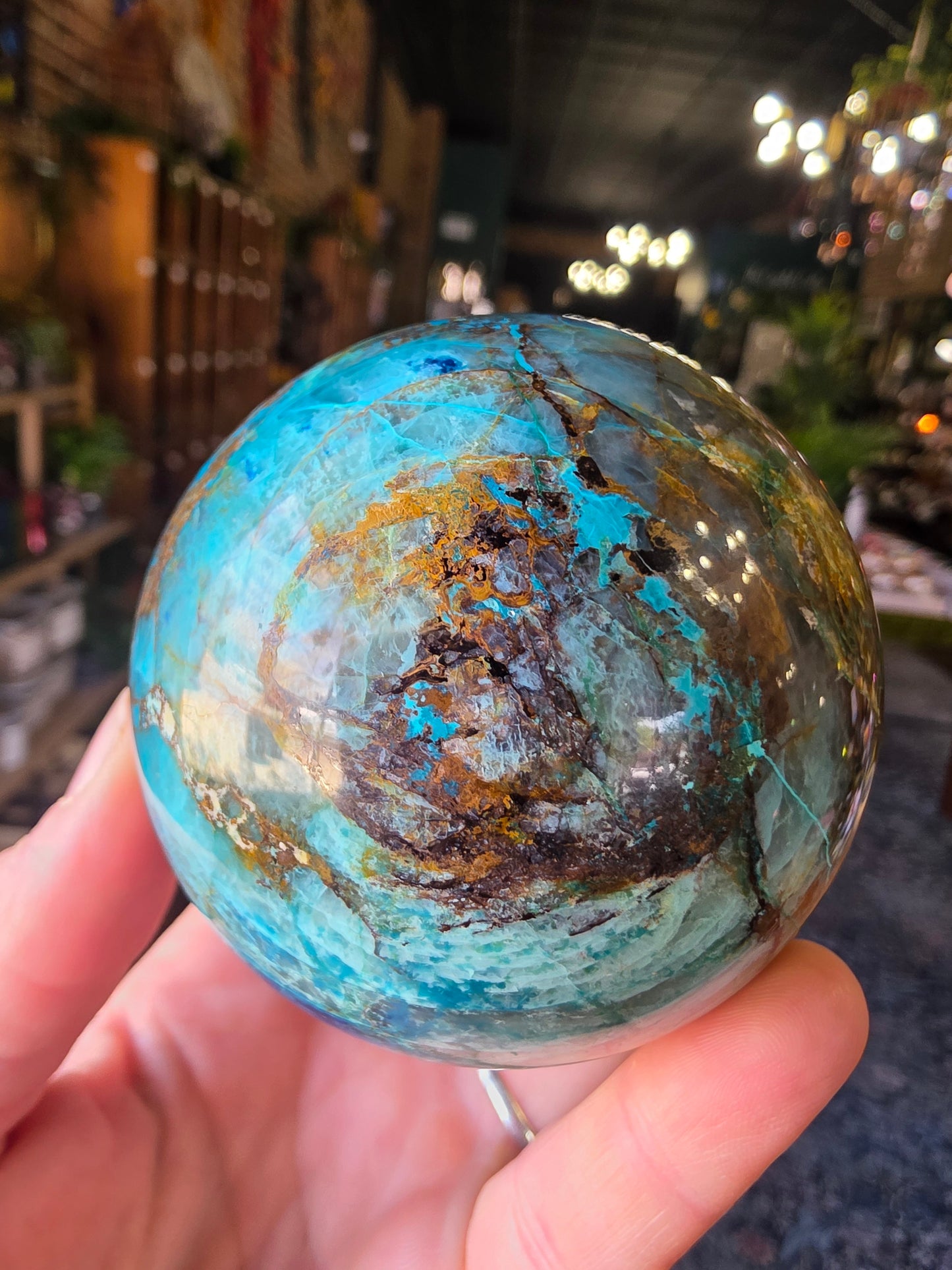 Chrysocolla and Shatuckite Sphere