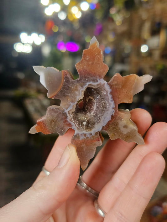 Druzy Agate Snowflake carving