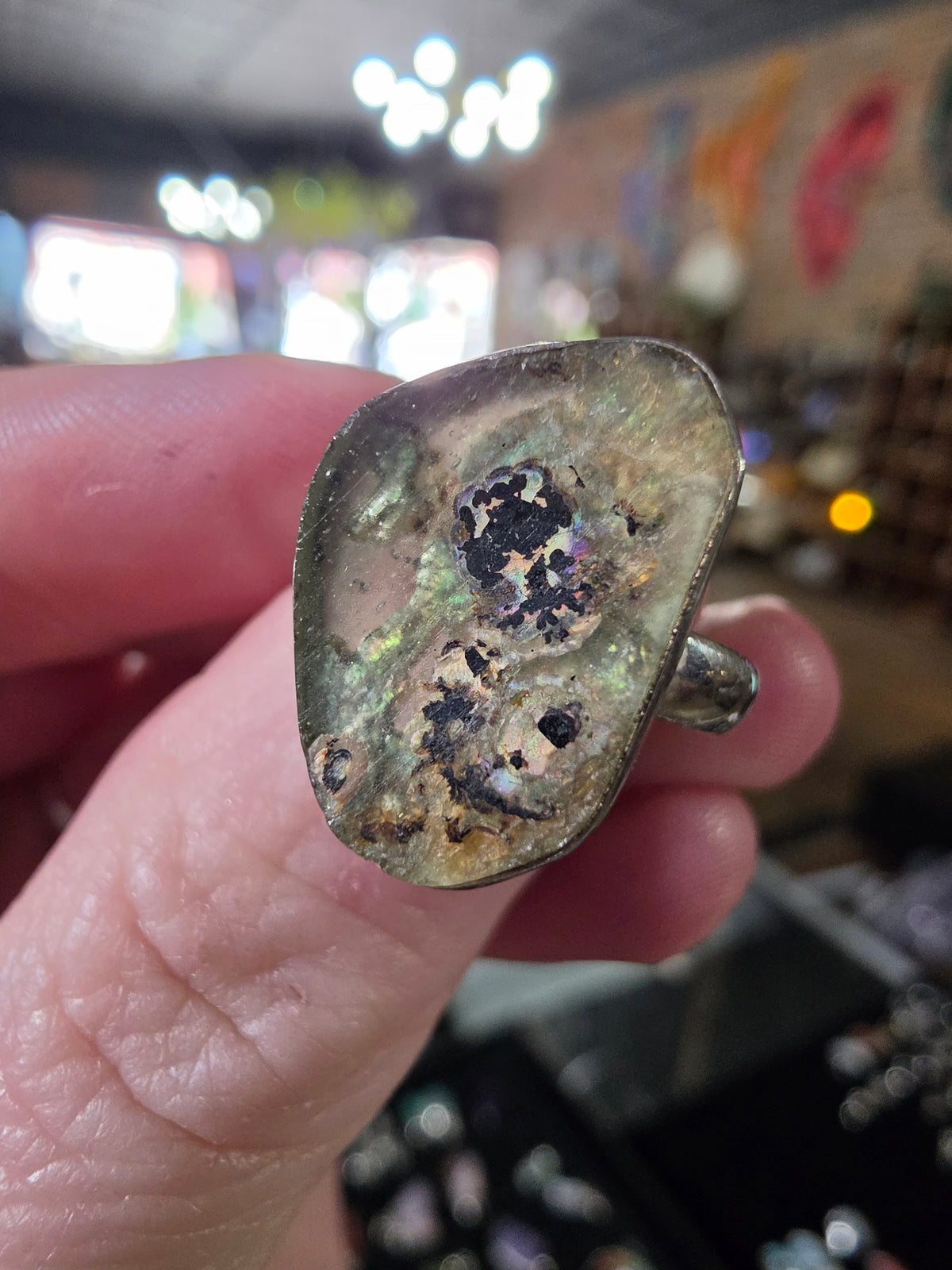 Patina Glass Ring Size 7.5