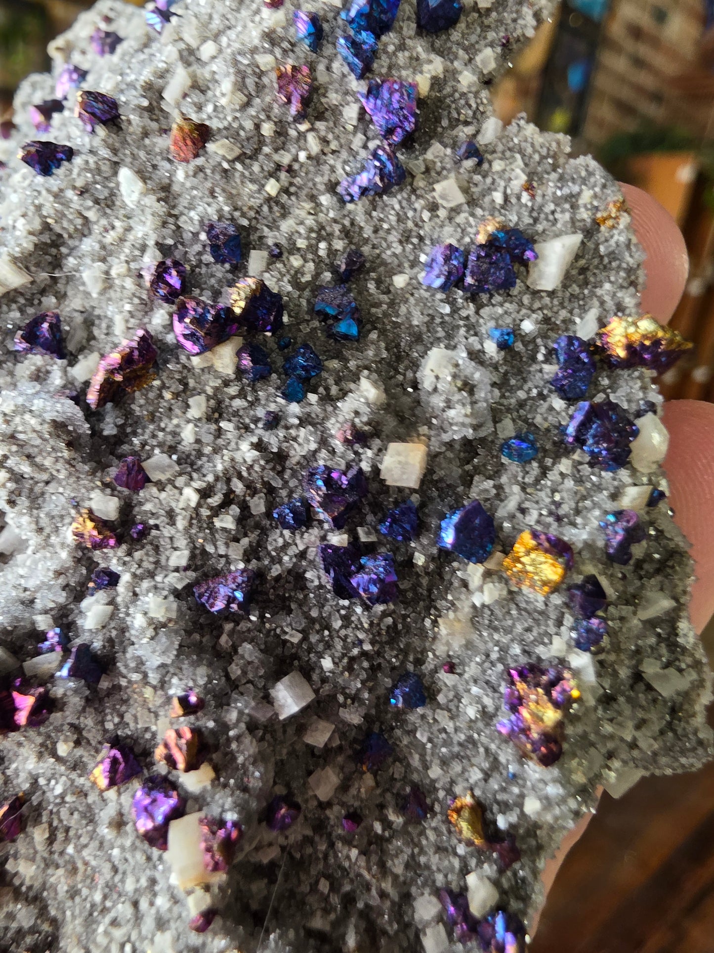 Chalcopyrite on Druzy Quartz