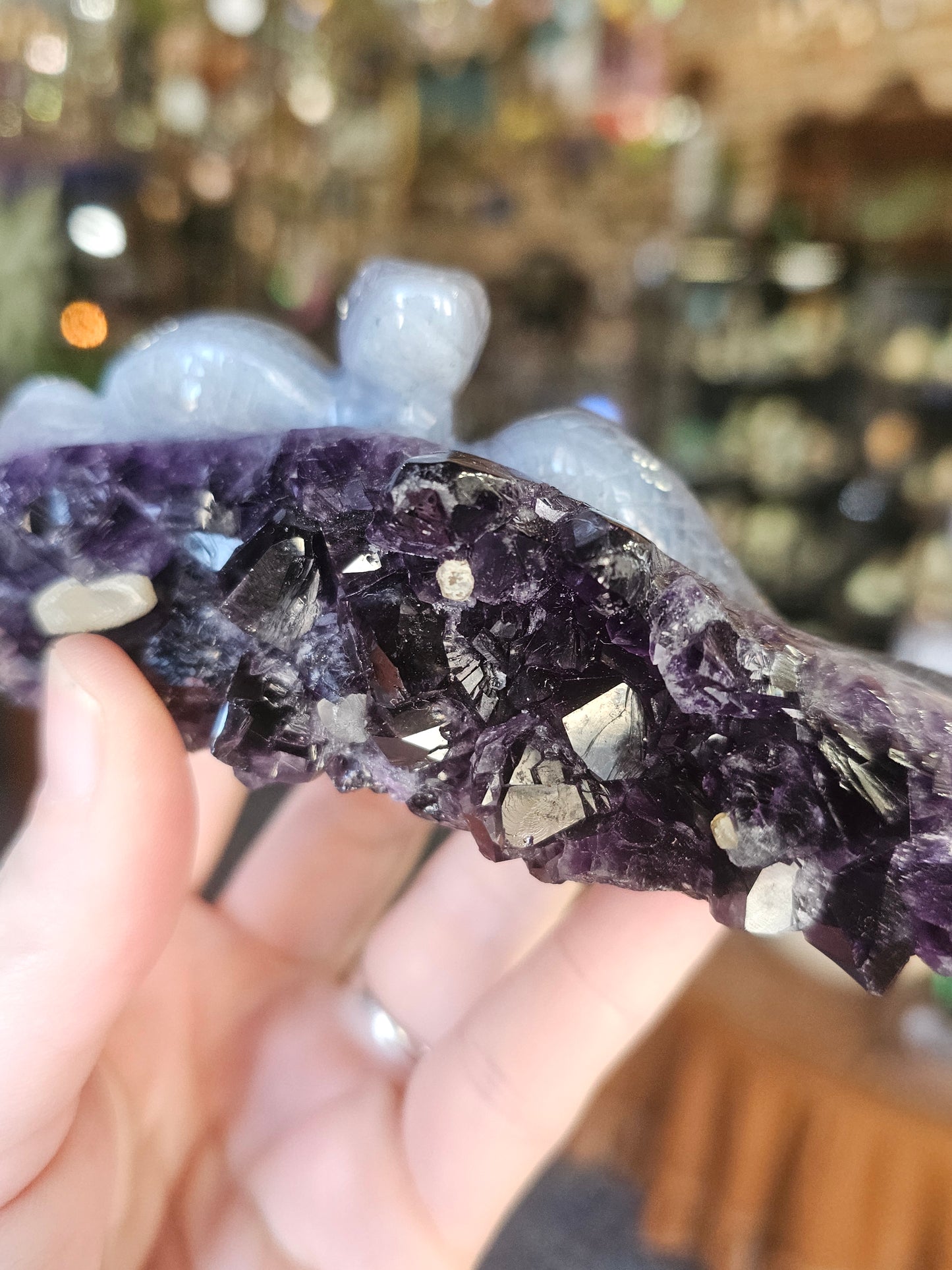 Amethyst Agate Snake Carving