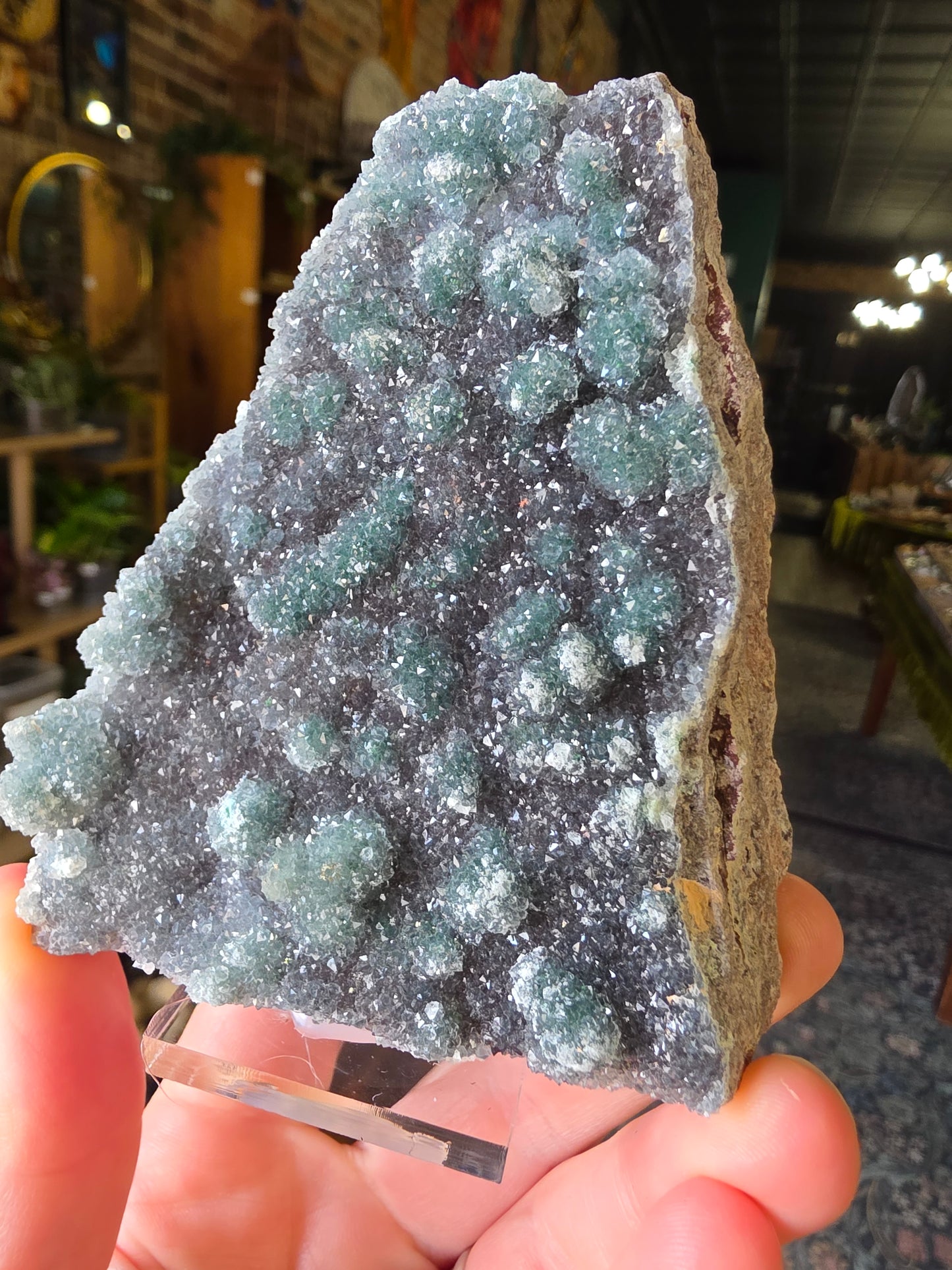 Quartz Druzy on Malachite