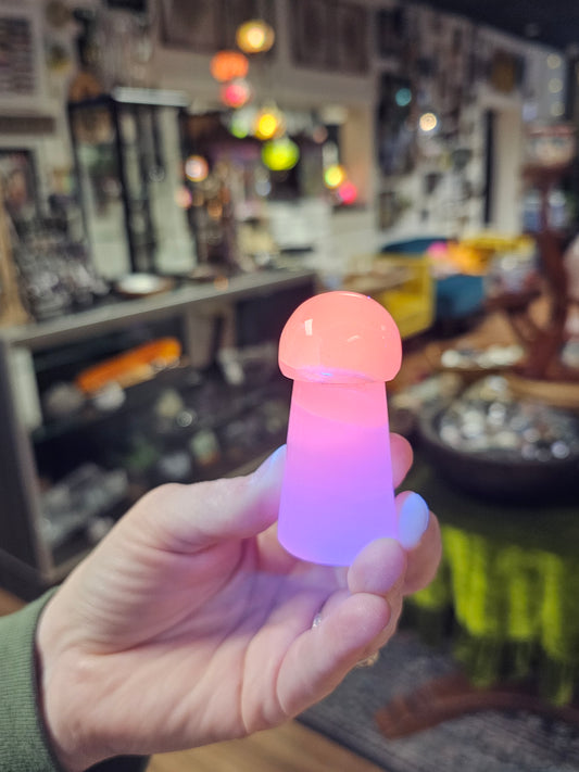 Mangano Calcite Mushroom Carving (UV Reactive)