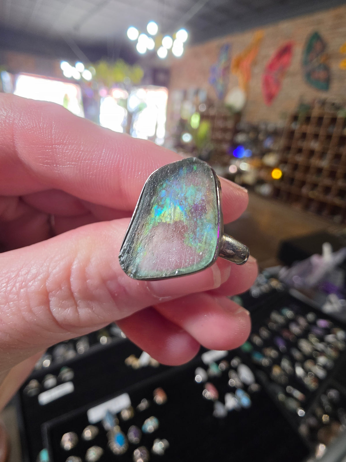 Patina Glass Ring Size 8