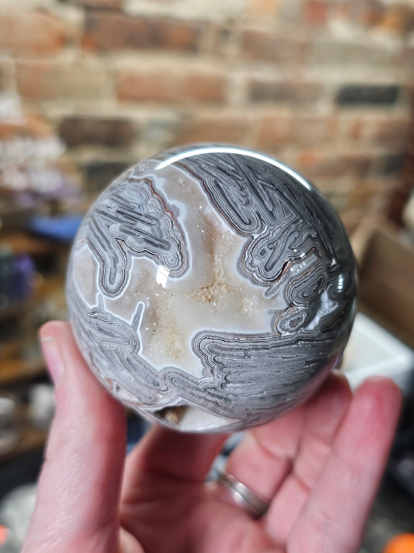 Lattice Lace Agate Sphere