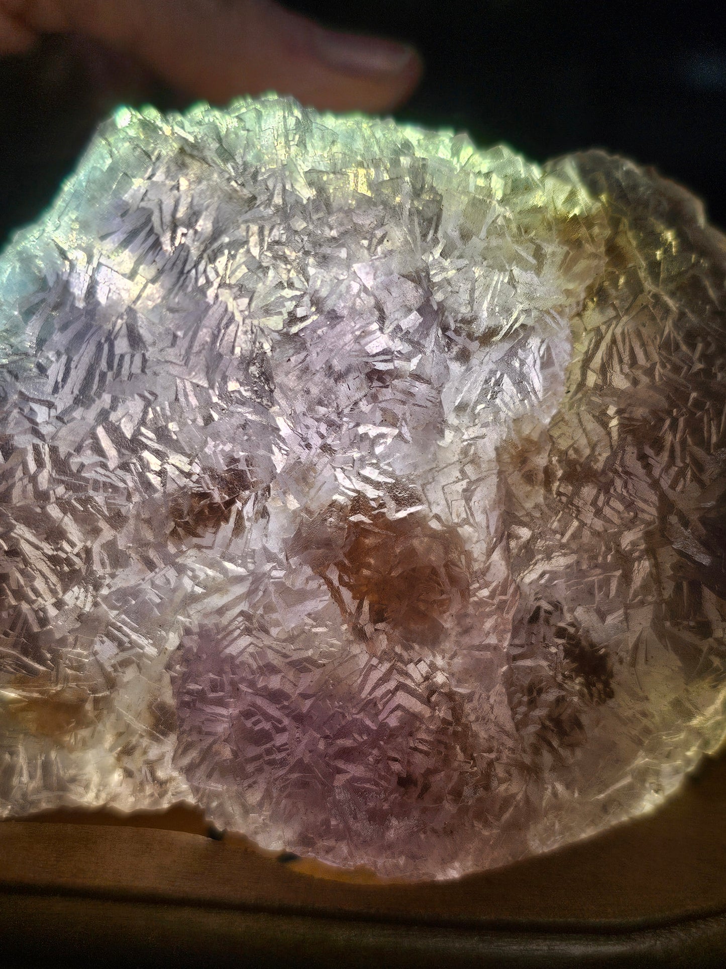 Purple Fluorite on Custom Wood base
