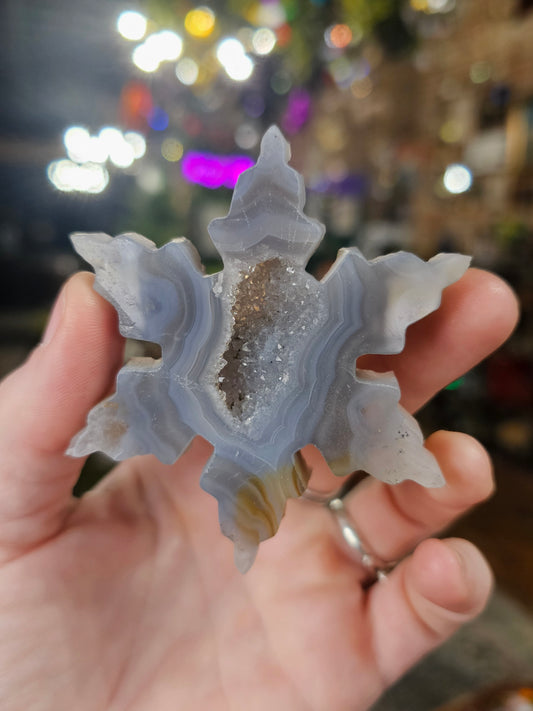 Druzy Agate Snowflake Carving