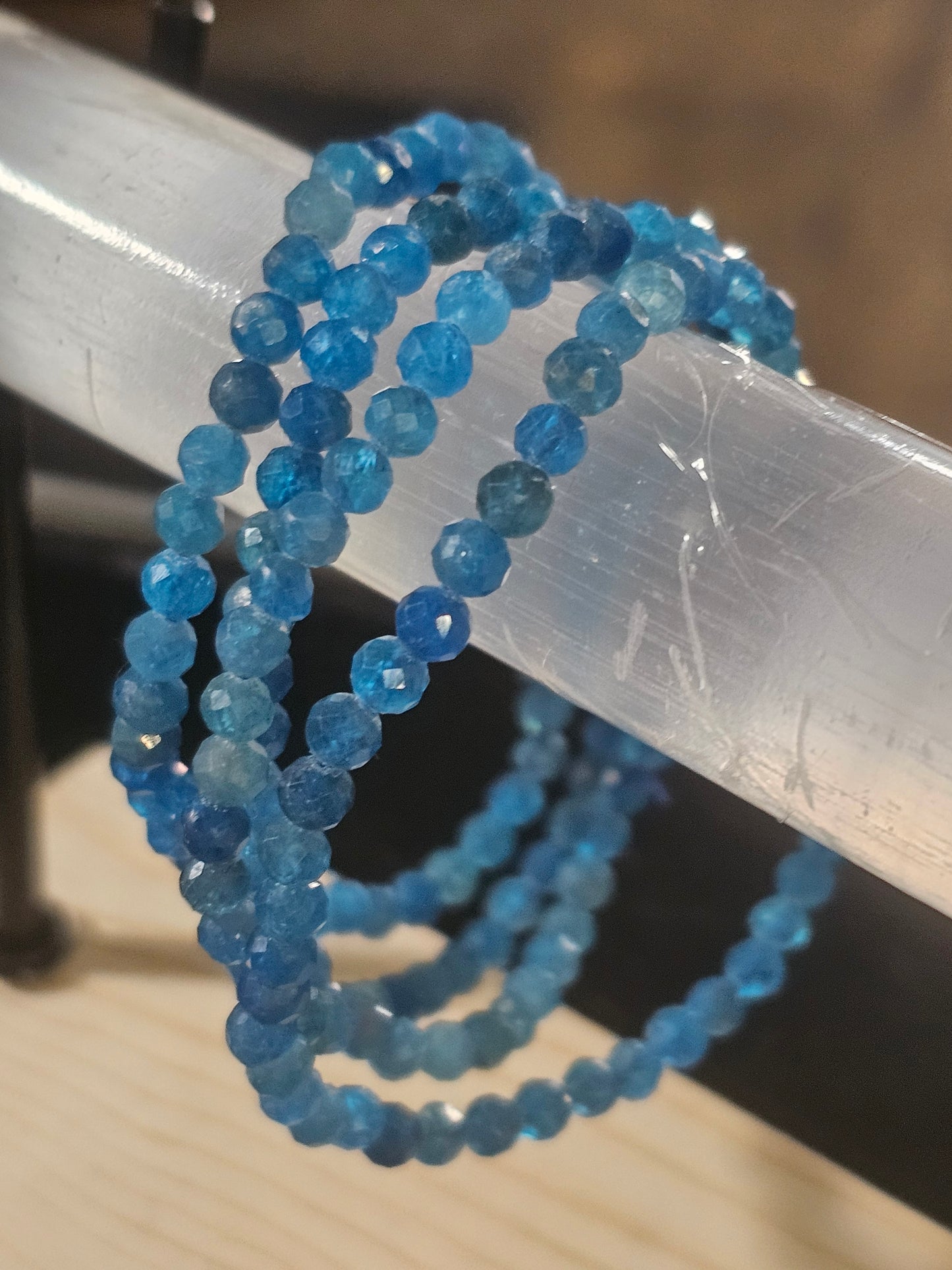 Blue Apatite Faceted Stretch Bracelet