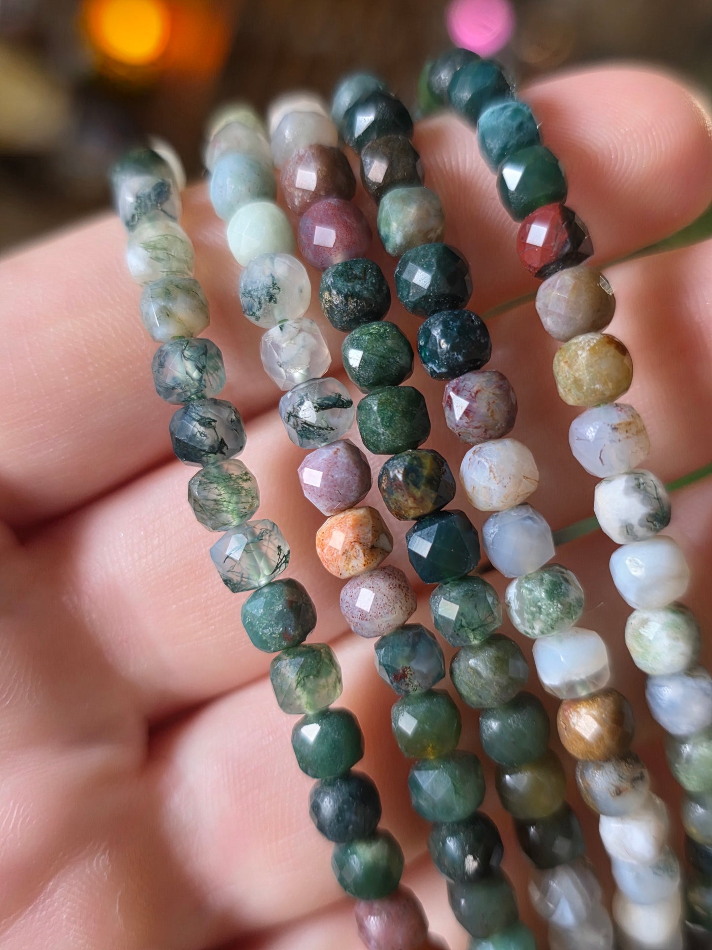 Faceted India Agate Bead Bracelet