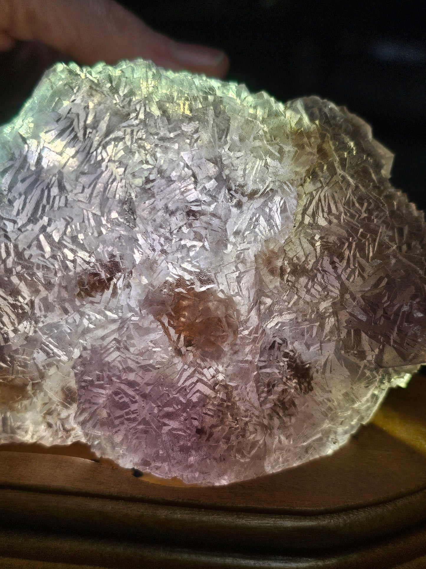 Purple Fluorite on Custom Wood base