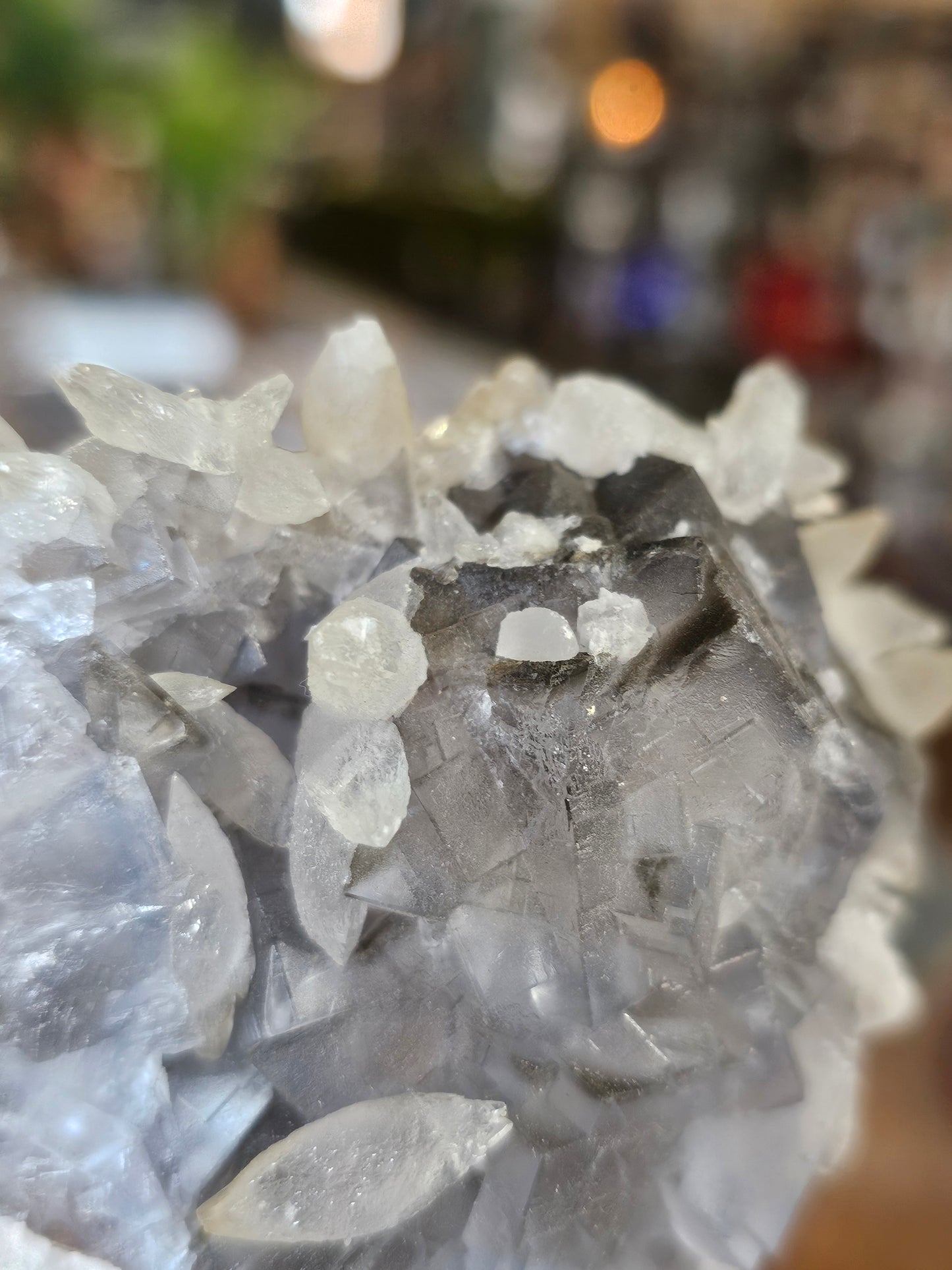 Calcite on Fluorite