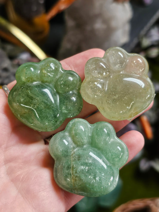Green Strawberry Quartz Paw Print