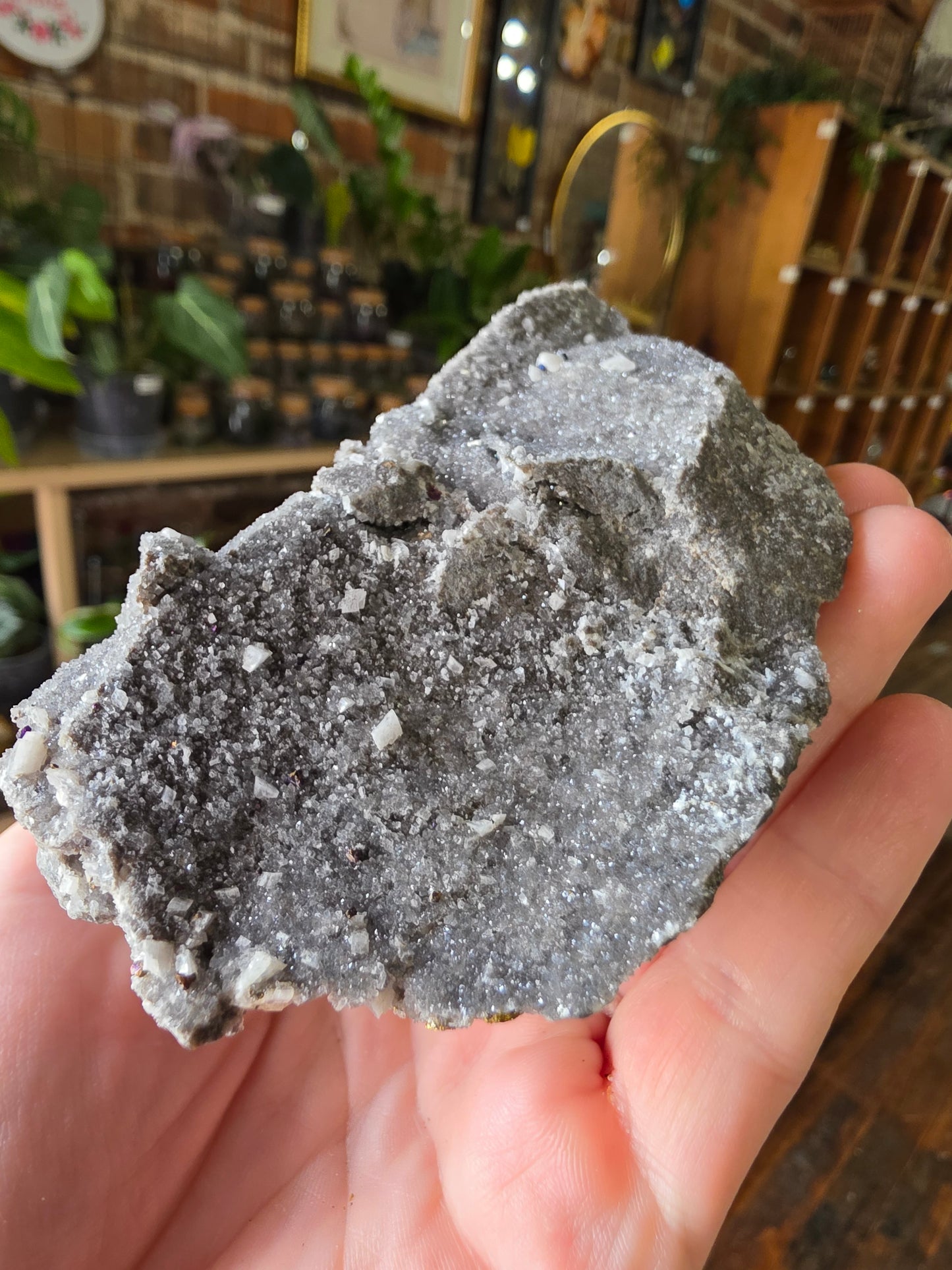 Chalcopyrite on Druzy Quartz