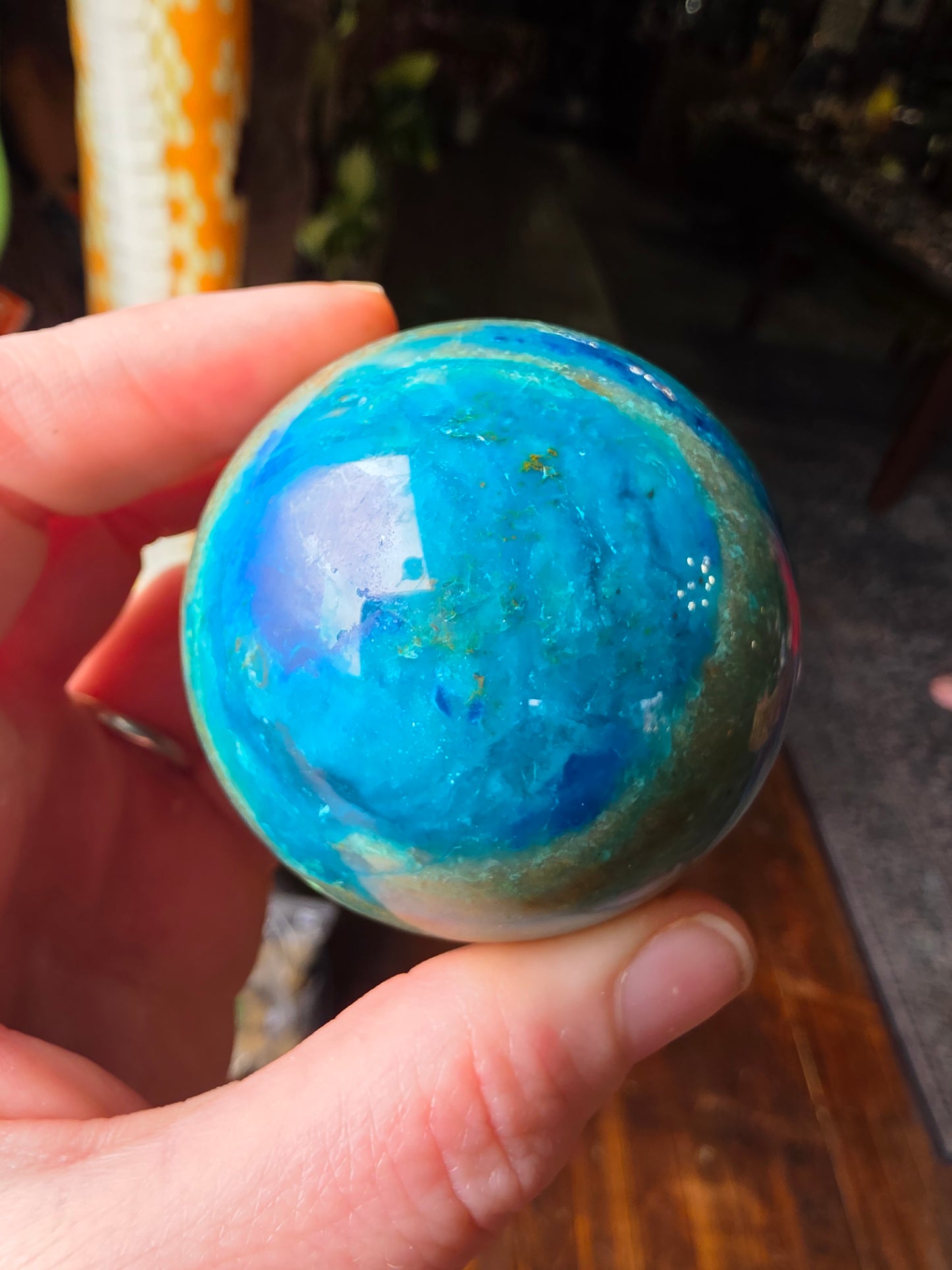 Chrysocolla and Shatuckite Sphere
