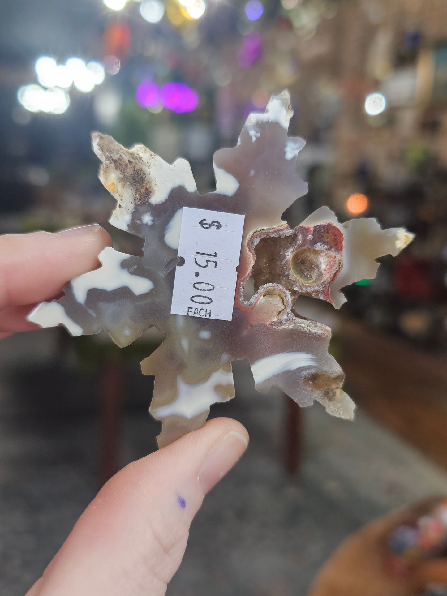 Druzy Agate Snowflake carving