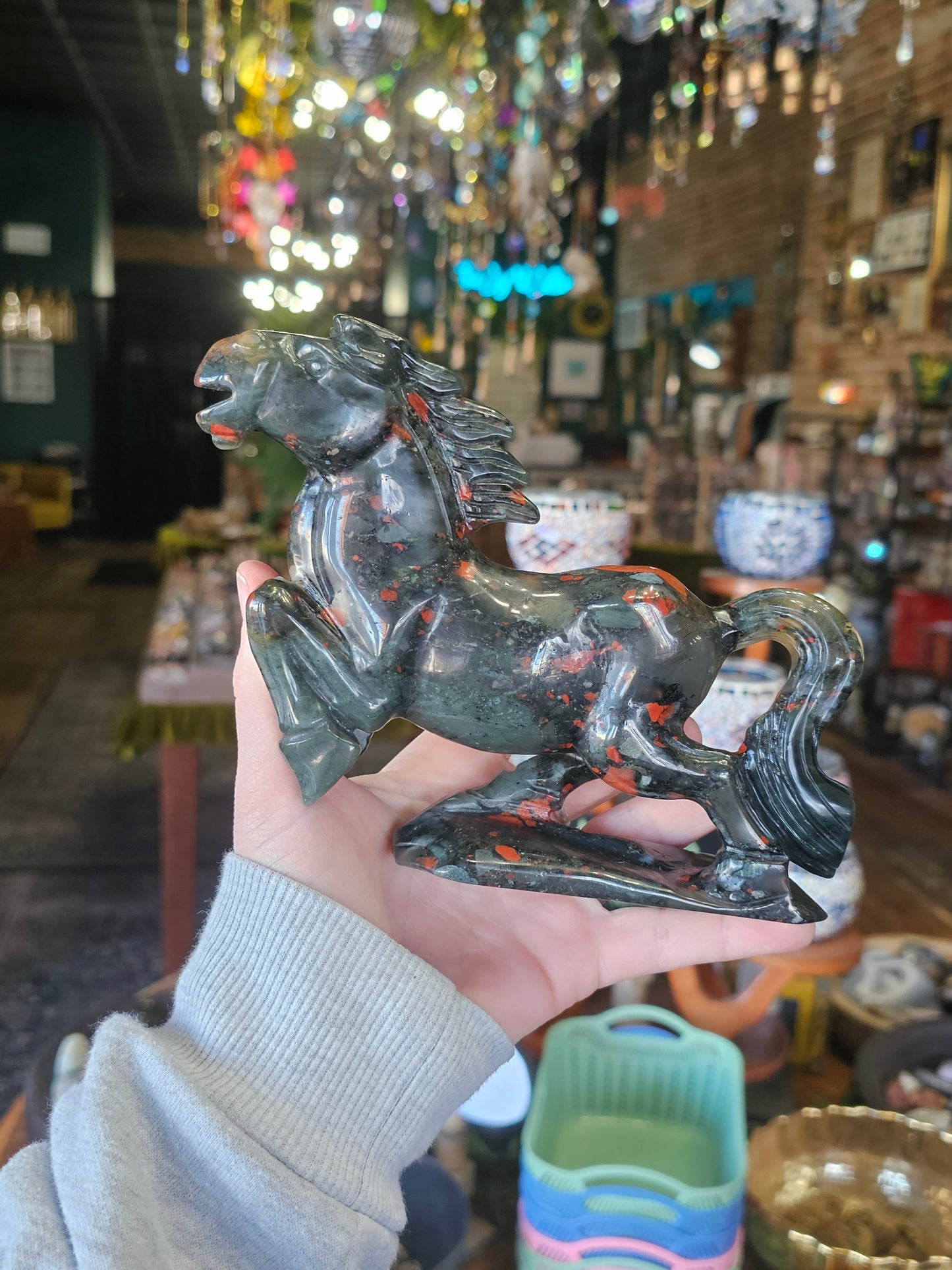 African Bloodstone Horse Carving