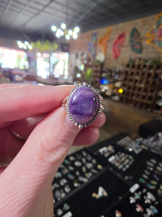 Charoite Size 8 Ring