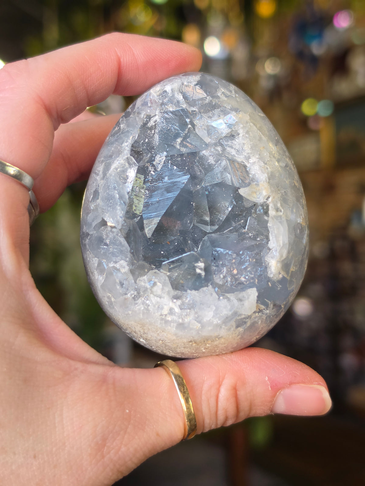 Celestite Egg Carving