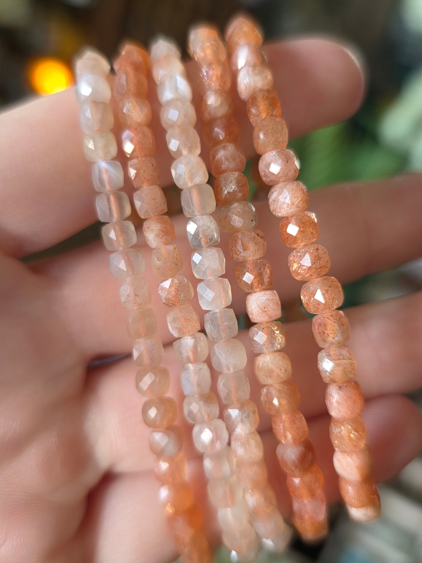 Faceted Sunstone Bead Bracelet