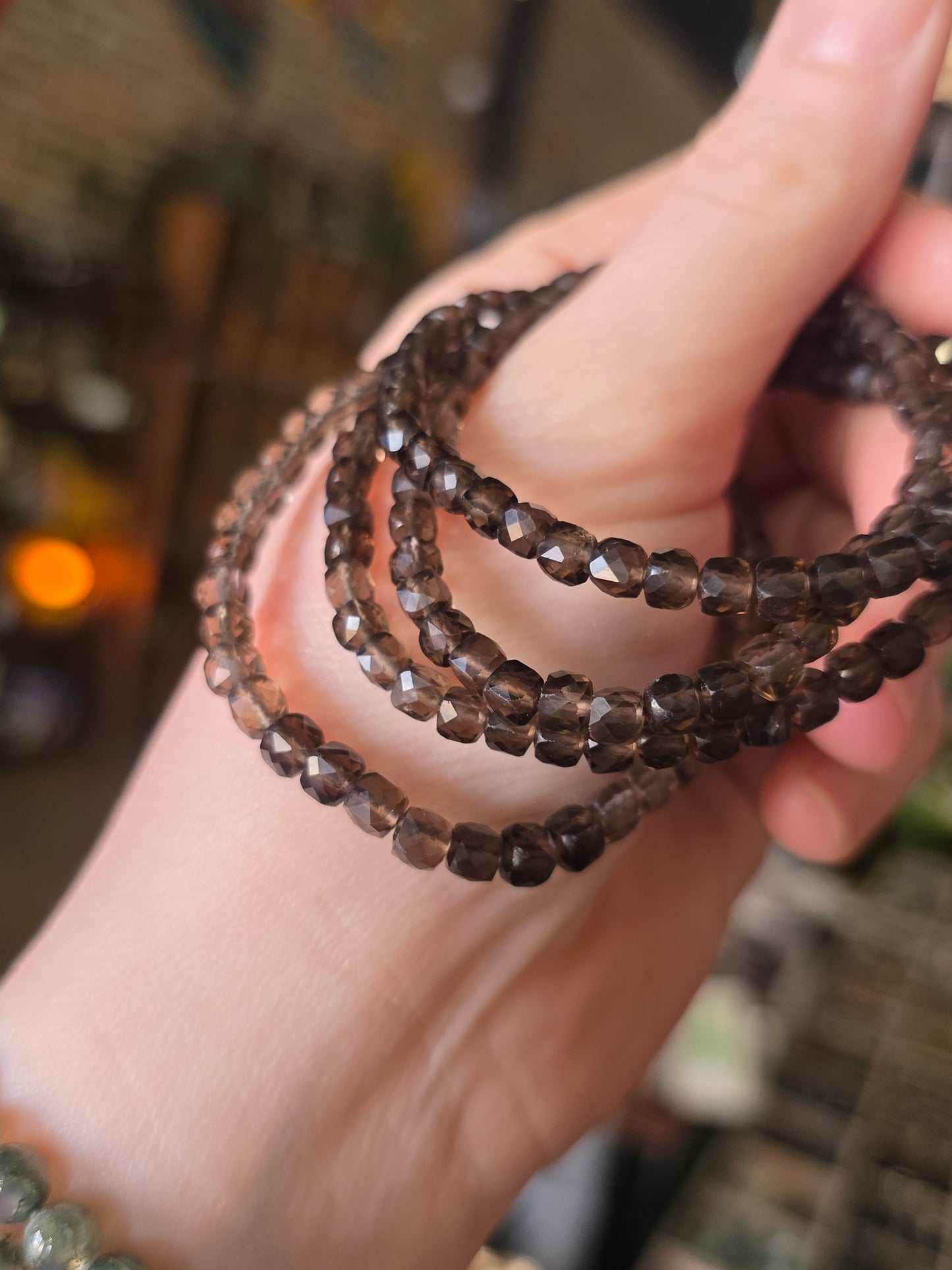 Faceted Smoky Quartz Bead Bracelet
