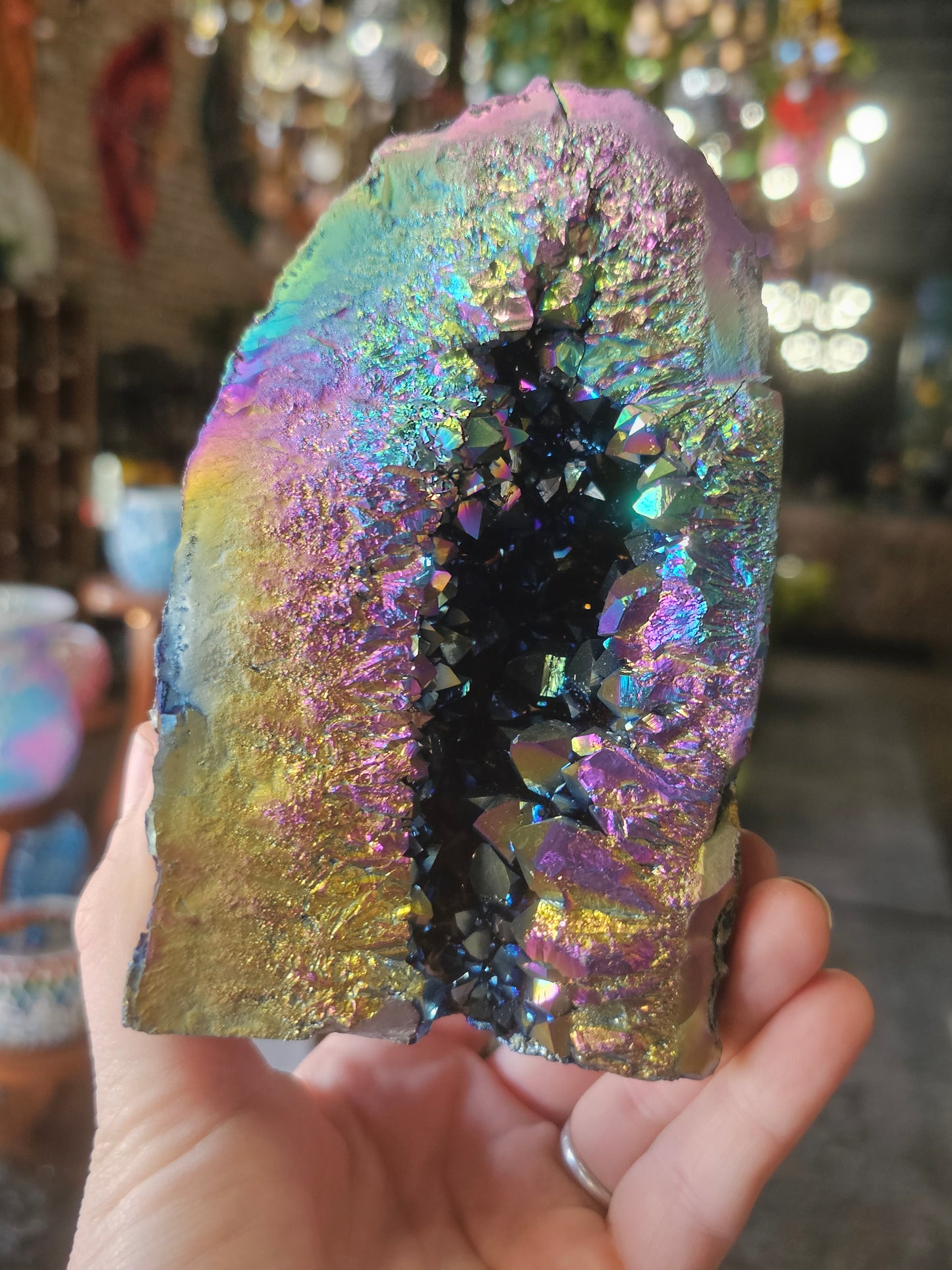 Treated Aura Quartz Cluster Freeform