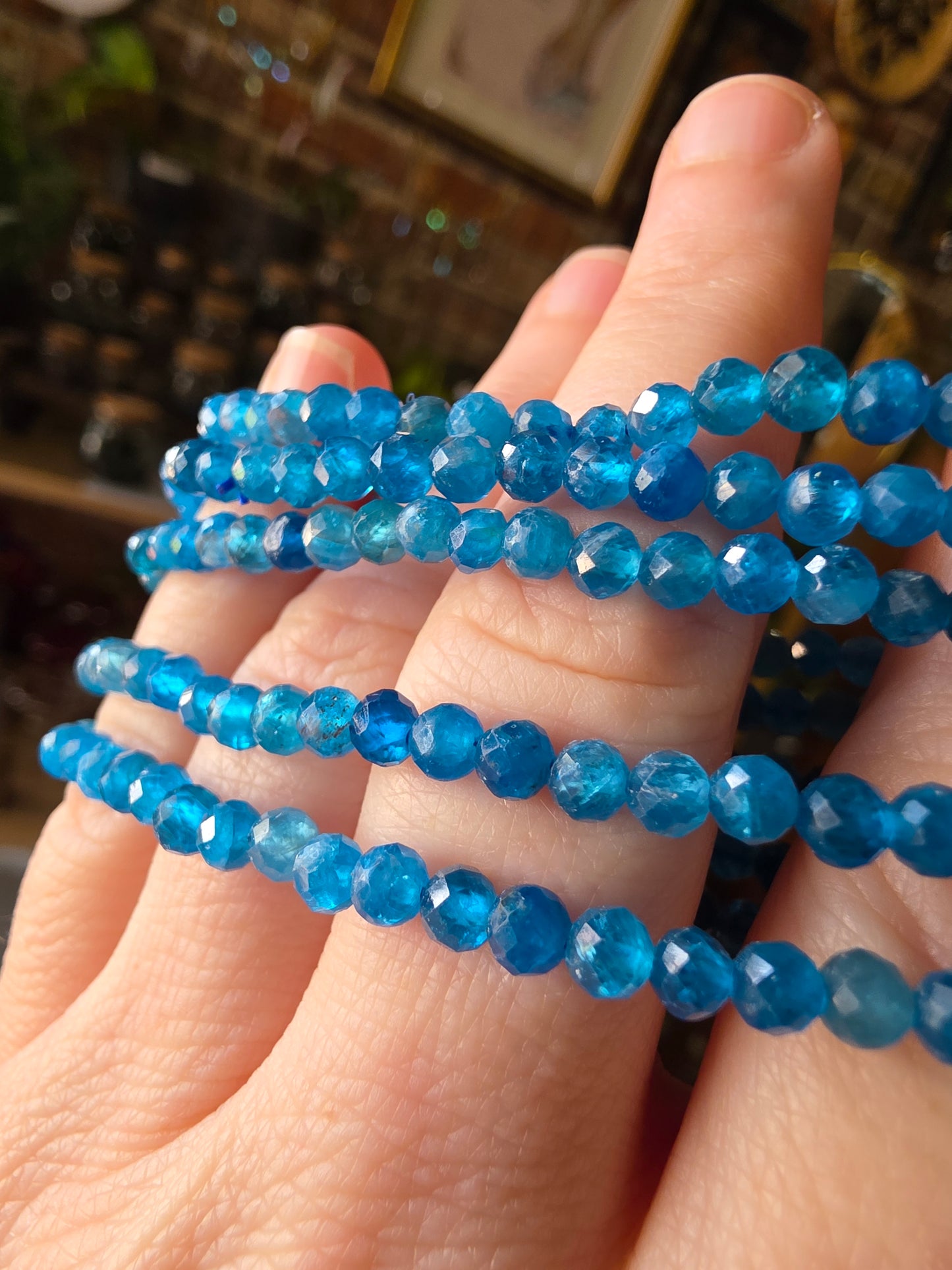 Faceted Blue Apatite Bead Bracelet