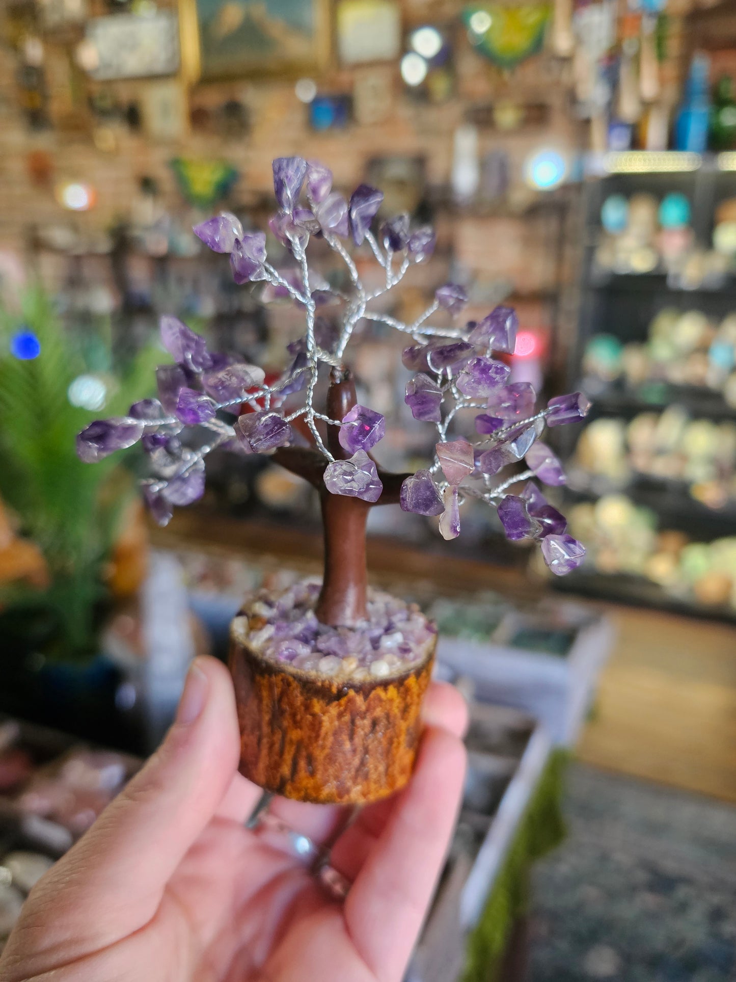 Amethyst Chip Tree on amethyst chip wood base