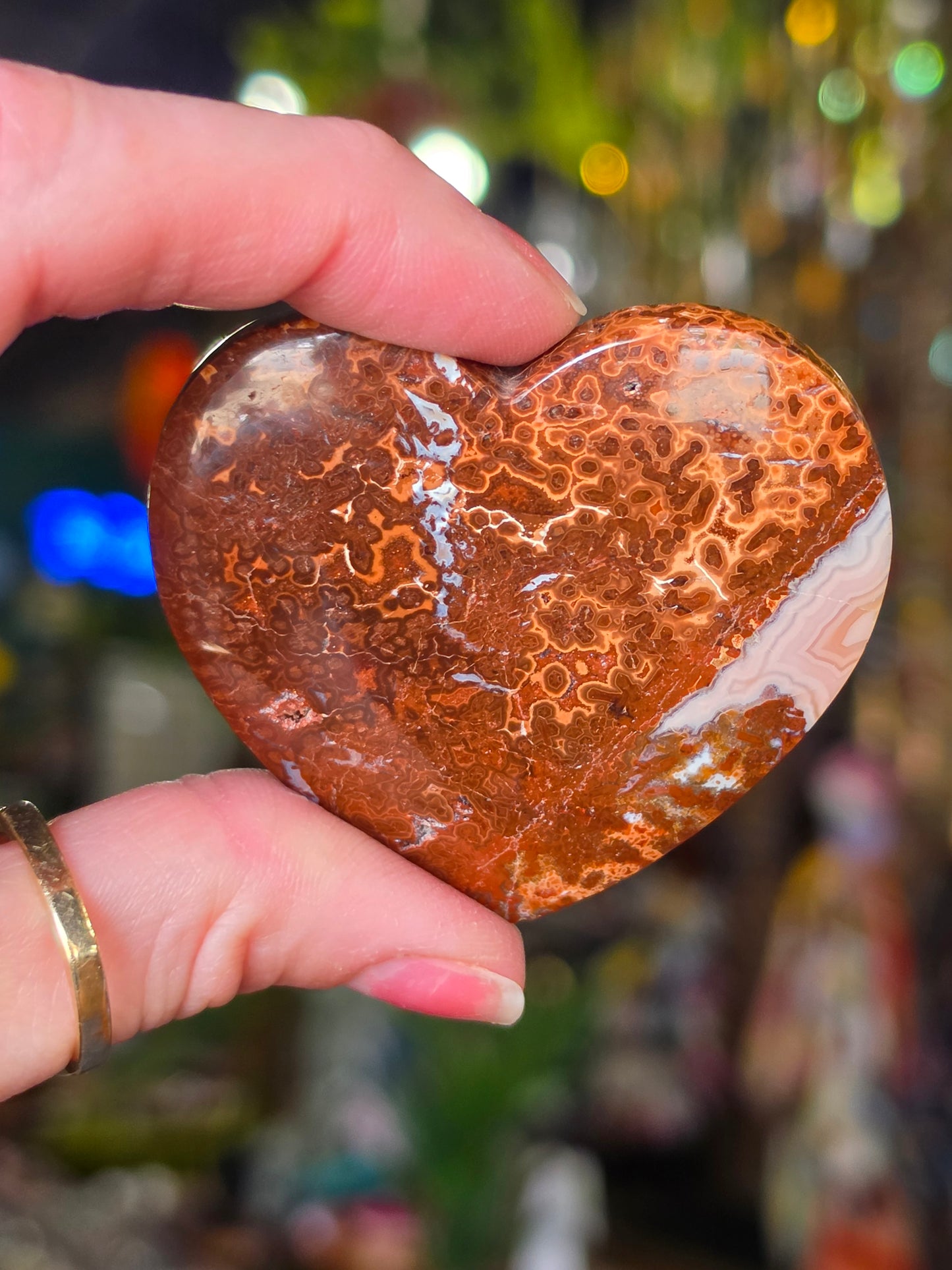 Red Orbicular Ocean Jasper Heart