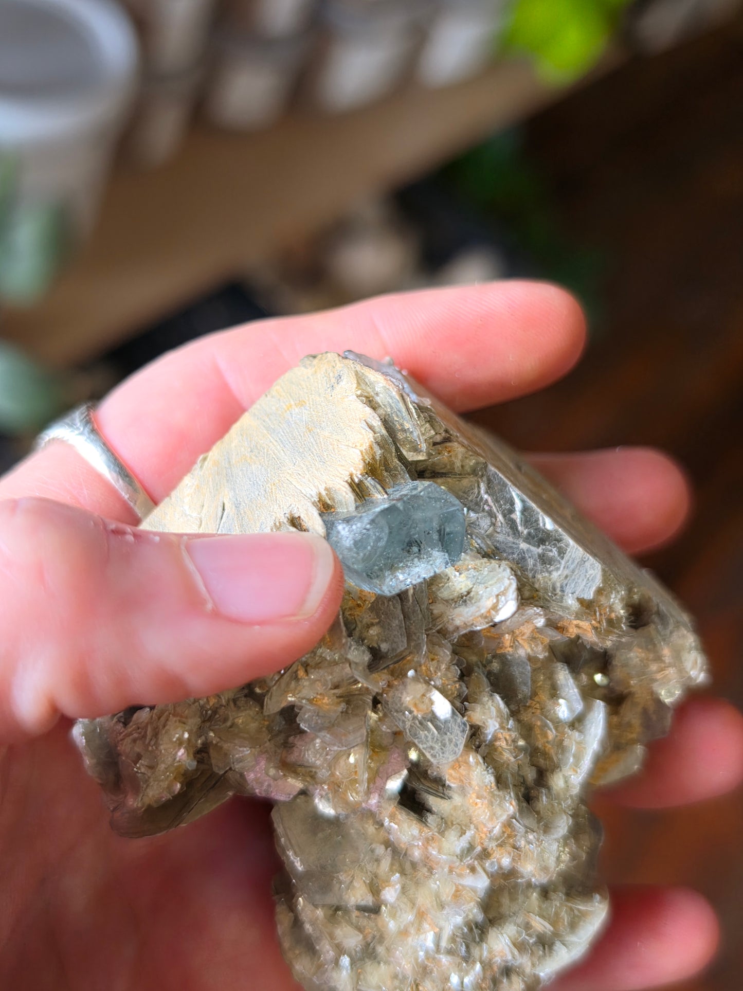 Aquamarine on Muscovite
