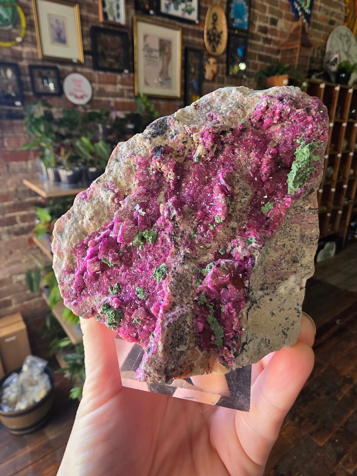 Colbalto Calcite with Malachite