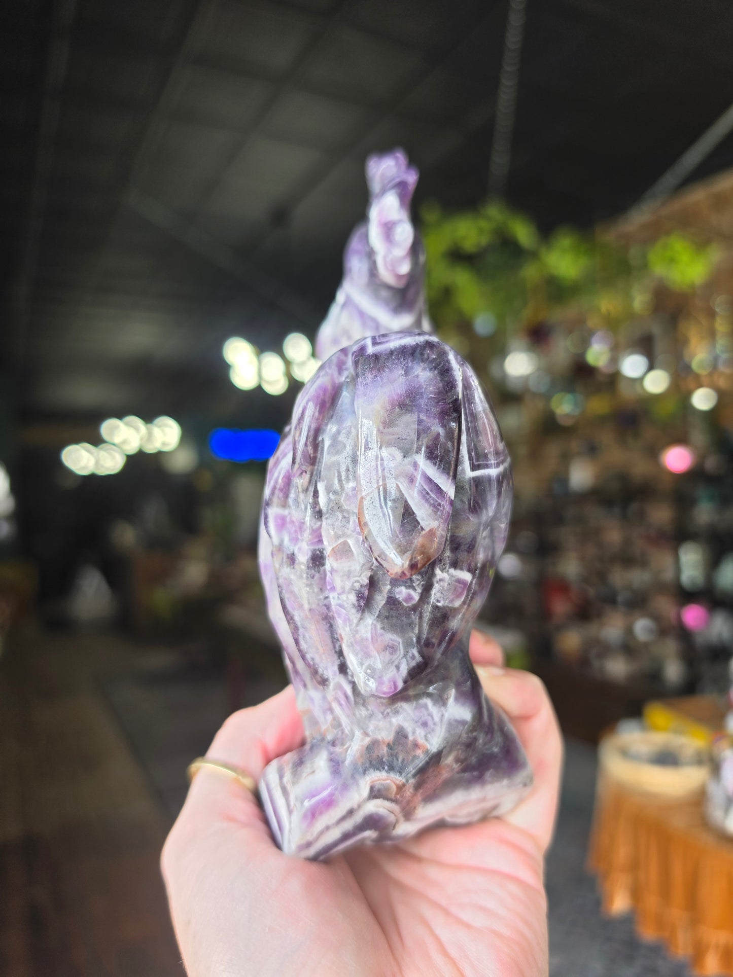 Dream Amethyst Rooster Carving