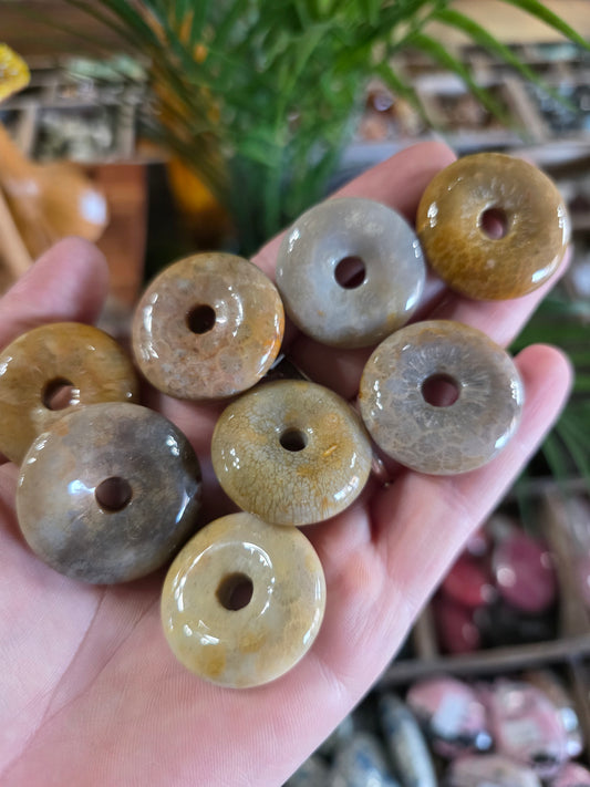 Coral Jade Donut Carving