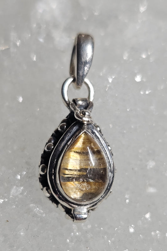 Rutilated Quartz PoisonBox Pendant