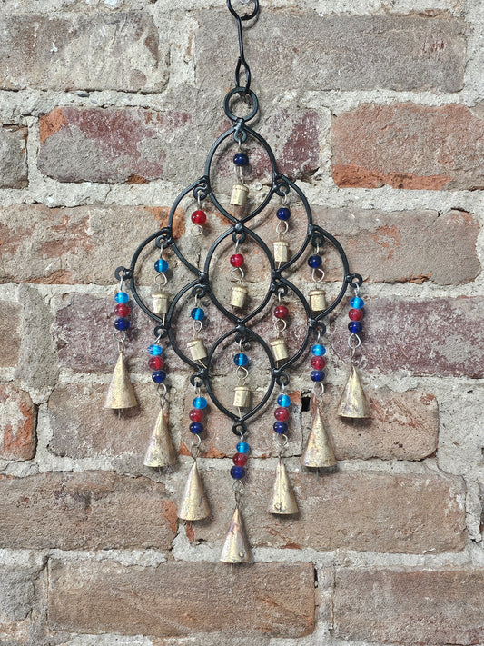 Glass Beads and Brass Bells Windchime