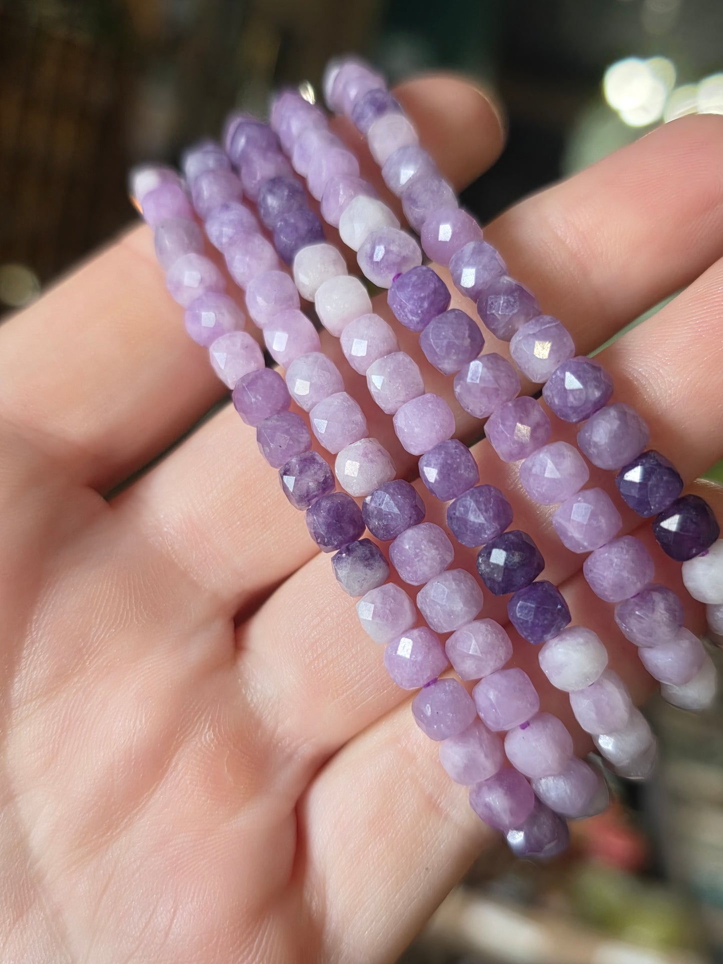 Faceted Lepidolite Bead Bracelet