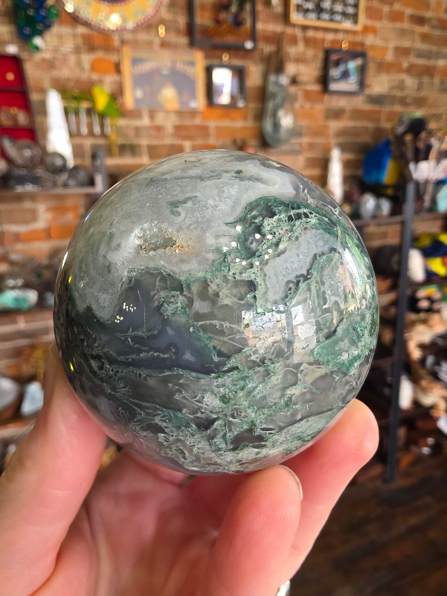 Moss agate Sphere