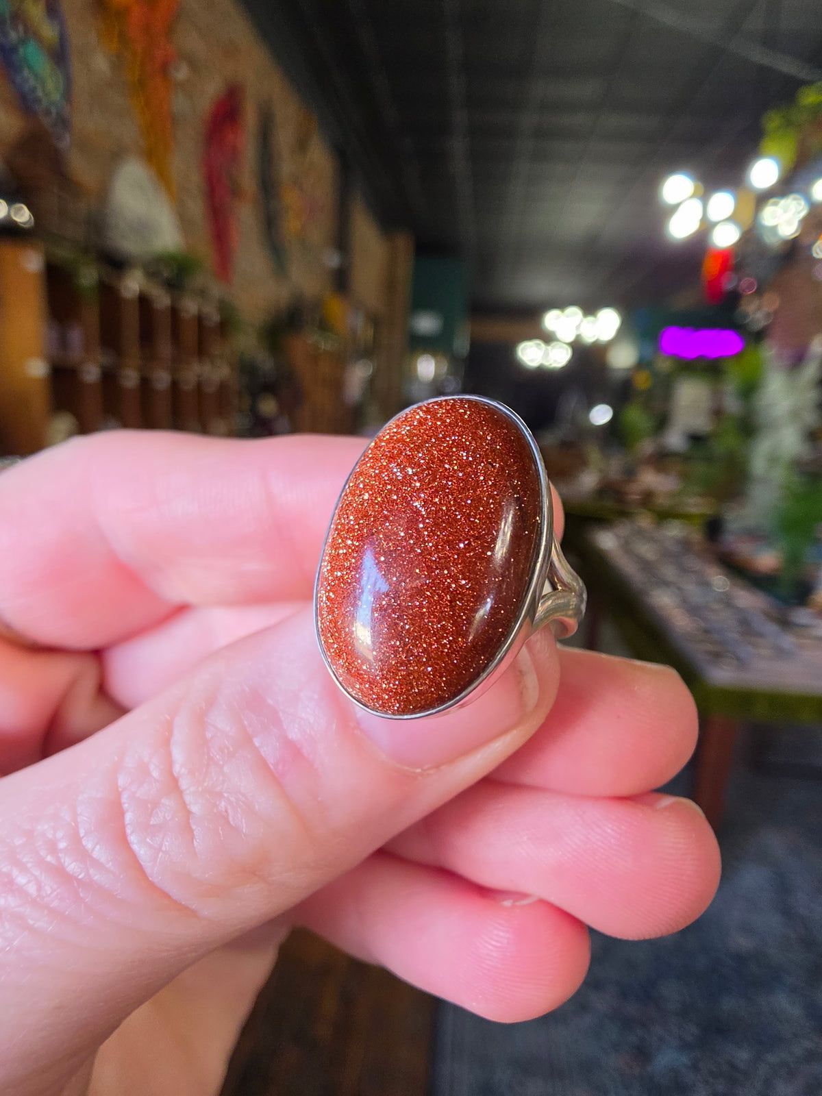 Goldstone Ring Size 6
