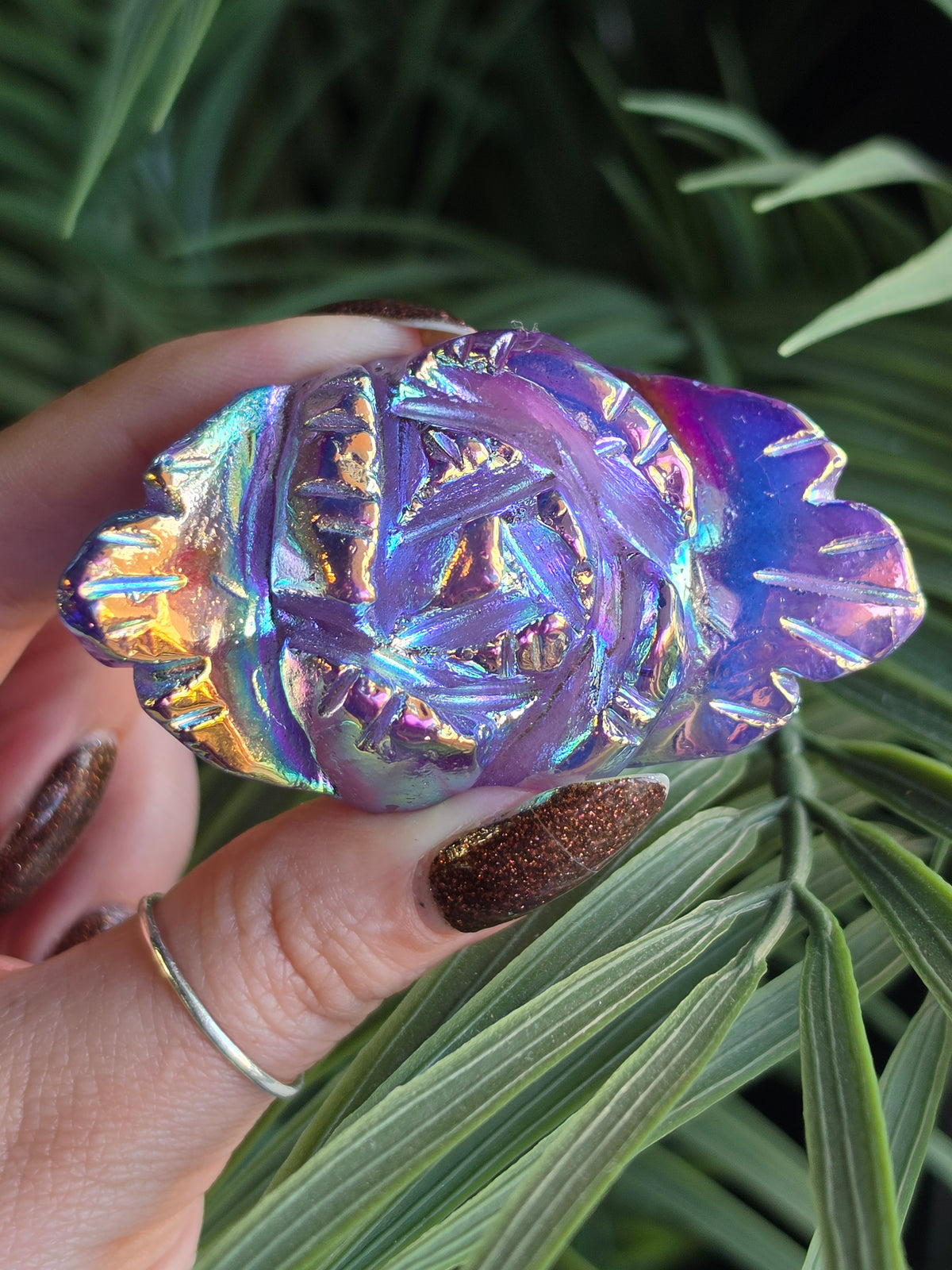 Aura Coated Amethyst Rose