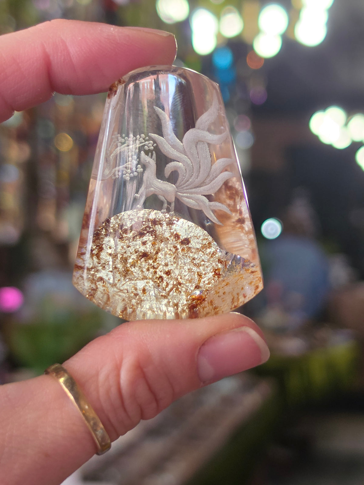 Nine Tail Fox Lazer Engraved Iron Included Quartz