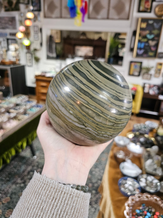 Green Zebra Jasper Sphere