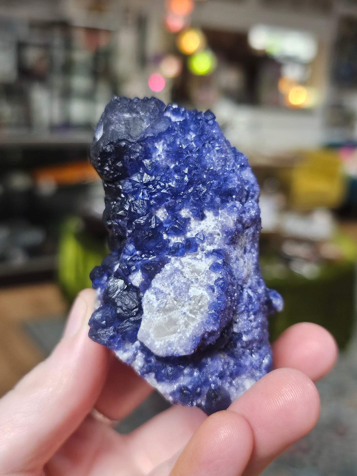 Blueberry Fluorite on Quartz