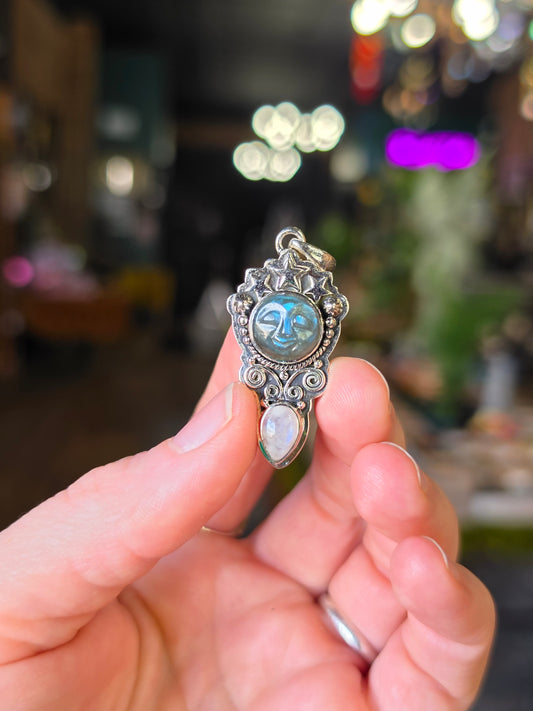 Labradorite and Moonstone Pendant