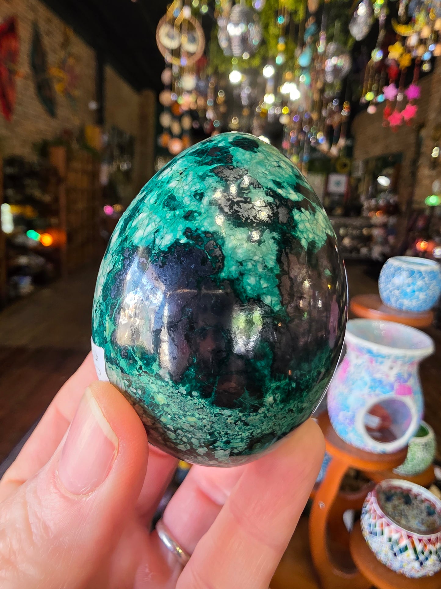 Chrysocolla and Hematite Egg