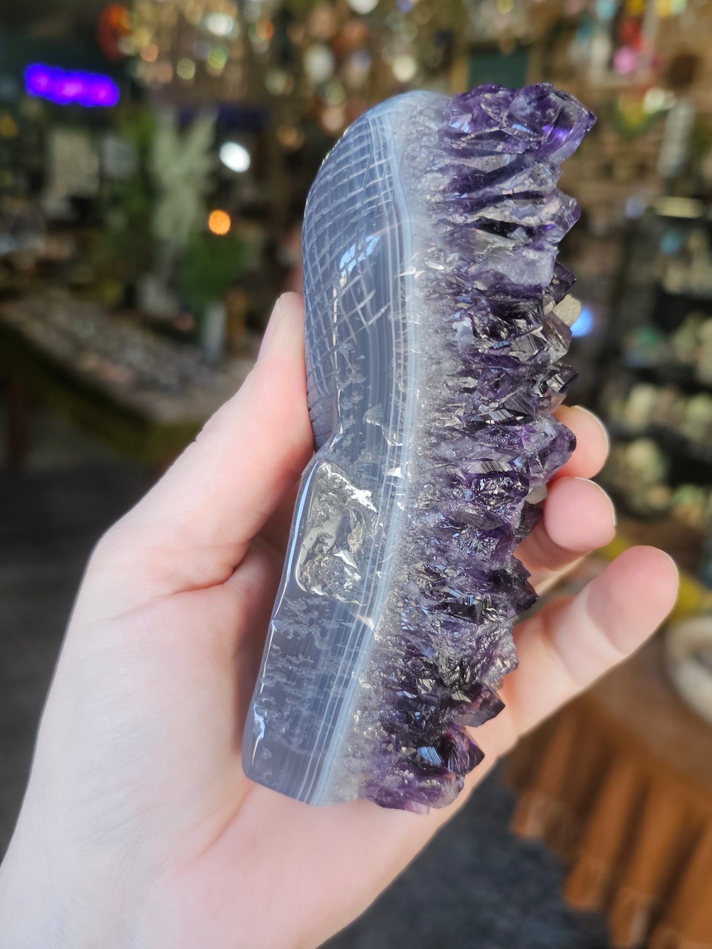 Amethyst Agate Snake Carving