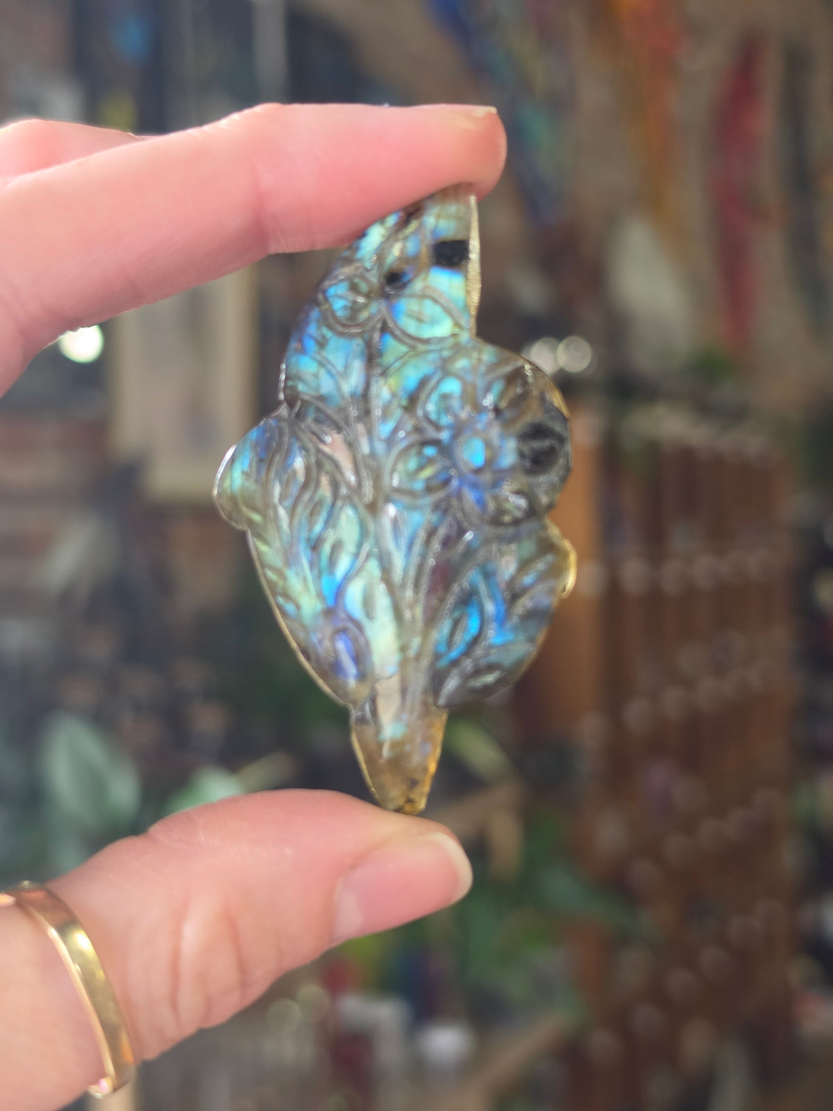 Labradorite Floral Carving Cabochon