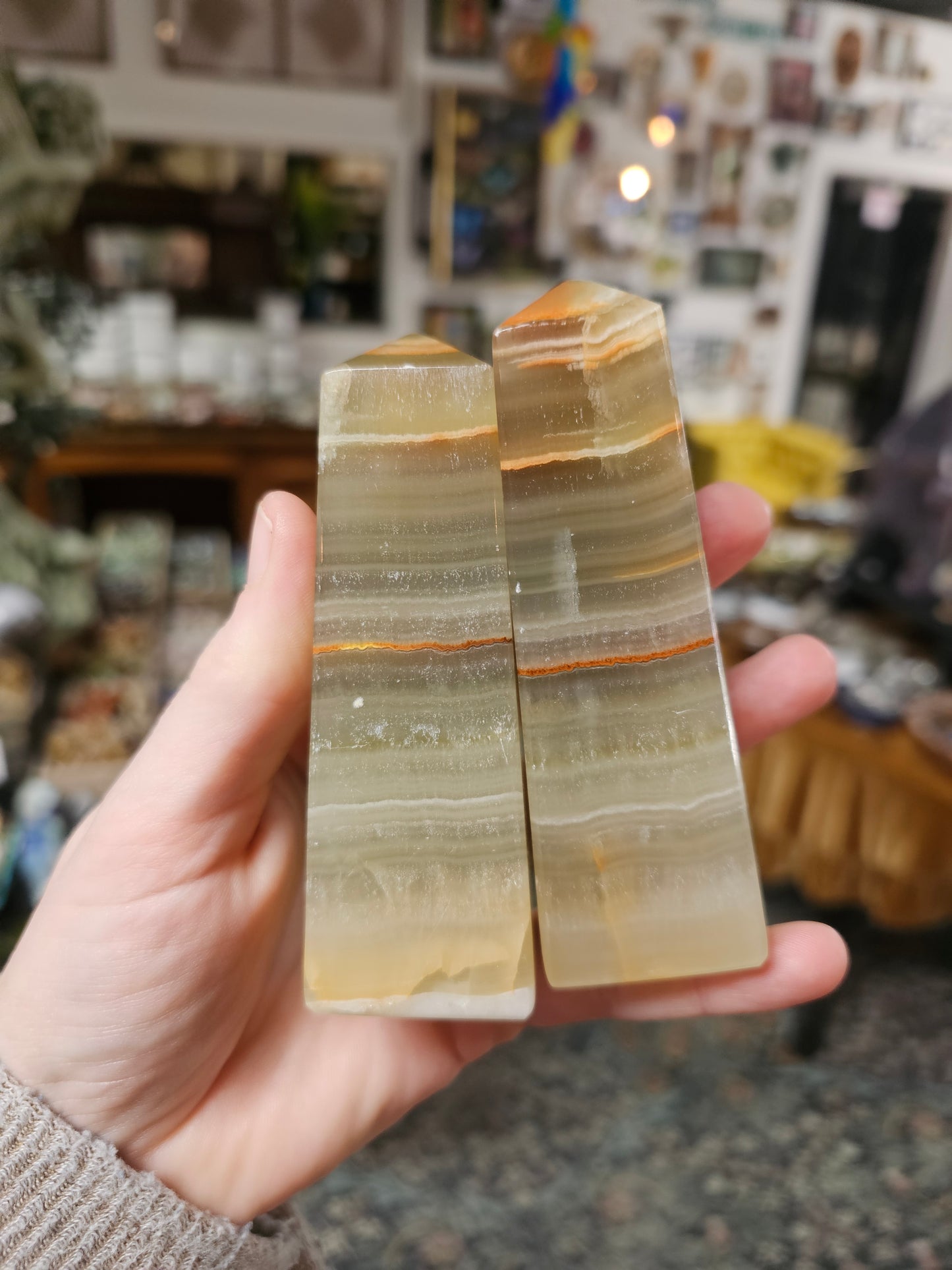 Green Banded Calcite Tower
